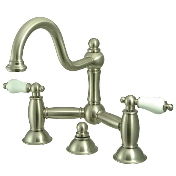 KS3918PL Restoration Bathroom Bridge Faucet, Brushed Nickel